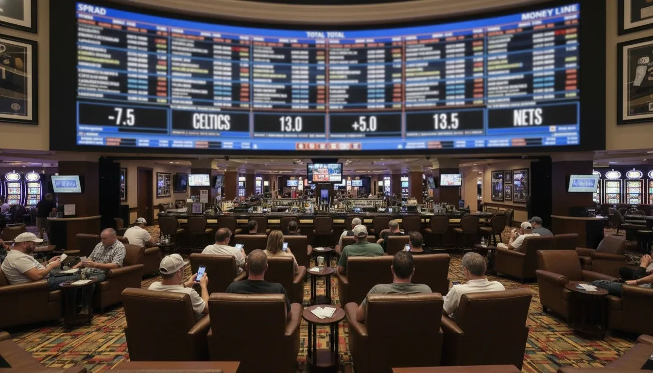 Sports betting board showing adjusted point spreads